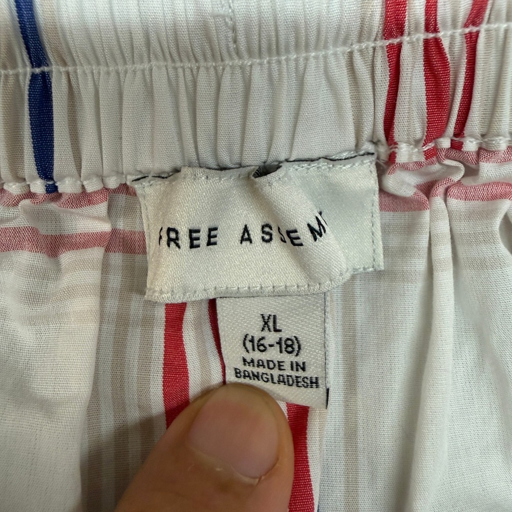 Free Assembly | Button Front Plaid Midi Skirt | XL | White Red Blue | Pockets - Picture 3 of 9